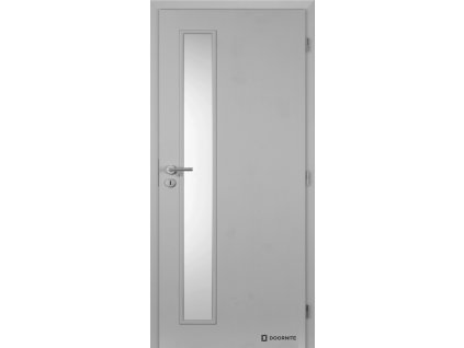 Dveře falcové CPL, šedá, Vertika, sklo satinované, dozický zámek (Výplň děrovaná dřevoříska, Šířka 80, Orientace pravá)