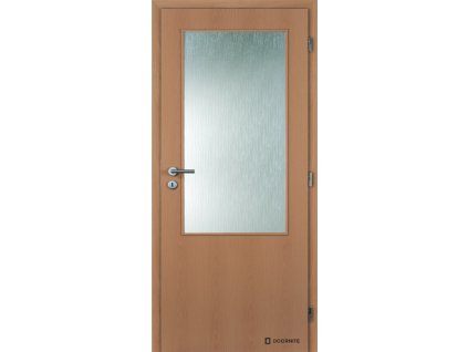Dveře falcové 2/3, sklo kůra čirá, fólie, buk, dozický zámek (Výplň voština, Šířka 90, Orientace pravá)