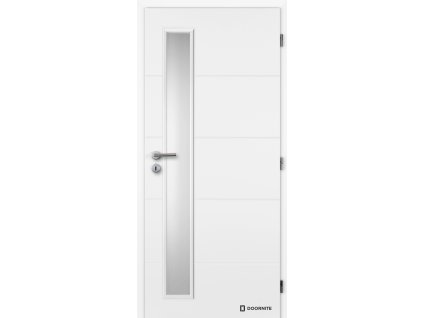 Dveře falcové lakované bílá Doornite 1, Quatro Vertika, sklo satinované, dozický zámek (Výplň voština, Šířka 80, Orientace pravá)