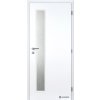 Dveře falcové lakované, bílá BASIC, Vertika, sklo kůra čirá, dozický zámek (Výplň voština, Šířka 80, Orientace pravá)