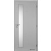 Dveře falcové CPL, šedá, Vertika, sklo satinované, dozický zámek (Výplň děrovaná dřevoříska, Šířka 80, Orientace pravá)