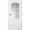 Dveře falcové lakované, bílá Doornite 1, Socrates struktura, sklo kůra čirá, dozický zámek (Výplň voština, Šířka 90, Orientace pravá)
