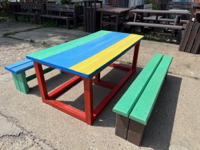 02 gl. Children's table set with 2 benches without backrest