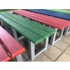 02 da. Bench without backrest 180 cm, different colour versions.