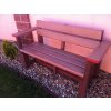 02 bb. Plastic, brick coloured bench with back and arm rests, 120 cm