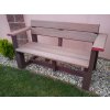 02 bb. Plastic, brick coloured bench with back and arm rests, 120 cm