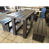 02 gh. Set, rechteckiger Tisch mit 2 Bänken ohne Rückenlehne