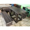 02 gh. Set, racnagular table with 2 benches without backrest