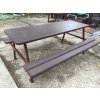 02 jd. Metal picnic table, table top, with seat made of plastic boards