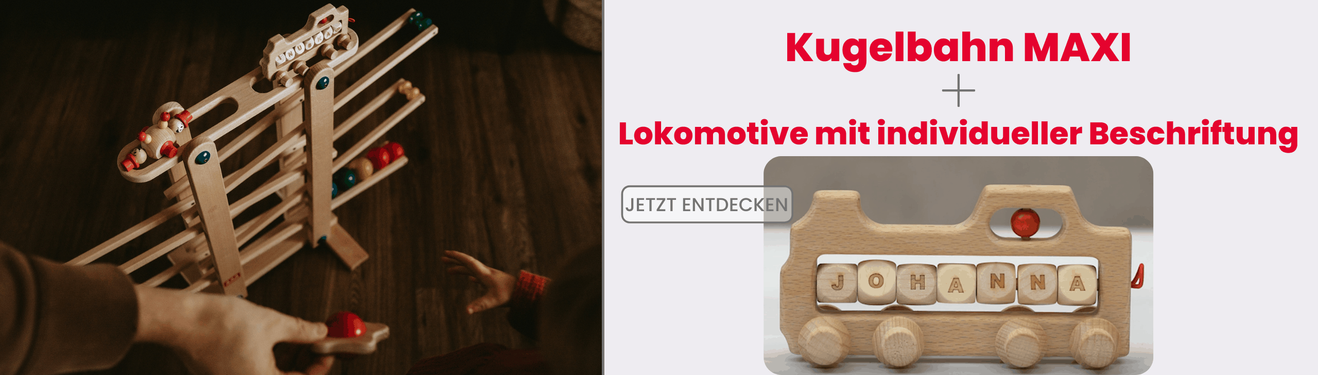 Trihorse Kugelbahn MAXI und Lokomotive mit individueller Beschriftung