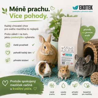Vyzkoušejte také podestýlku EKOTEK jako tisíce dalších chovatelů.🐰🐭🐹