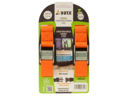 Popruh YATE s kovovou sponou 2,5x200 cm - 2 ks - mix barev
