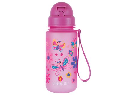 Dětská láhev LittleLife Water Bottle 400ml - Butterflies růžová