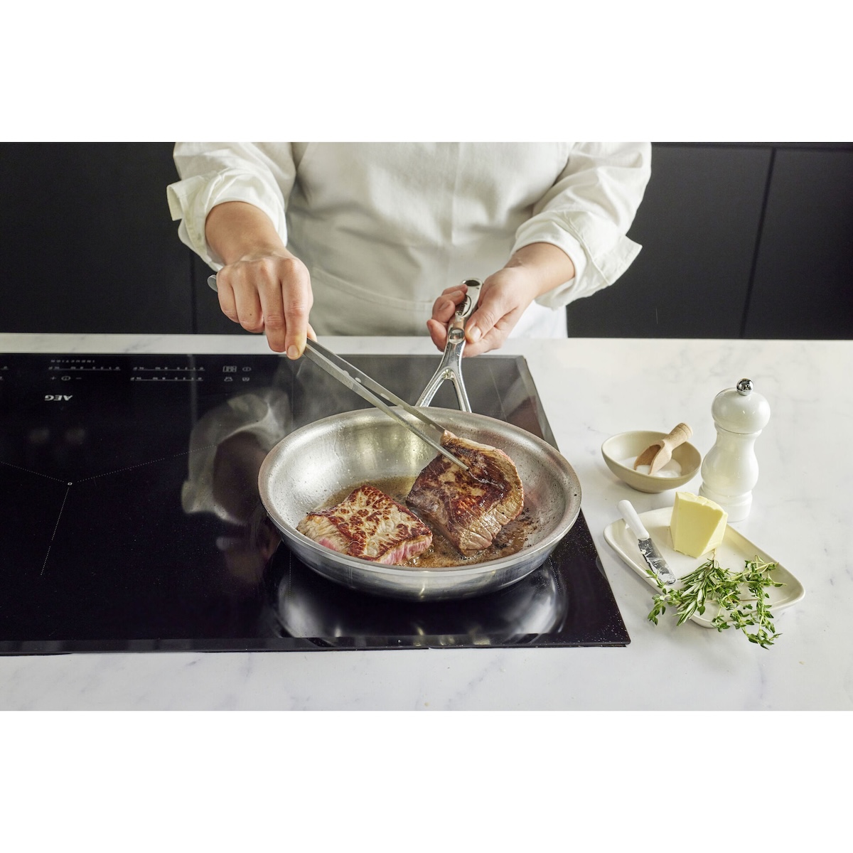 Steak na nerezové pánvi Demeyere Proline 7