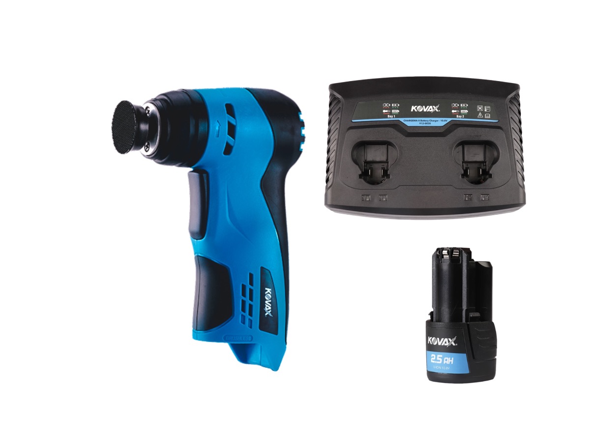 Kovax Chargema-X 31/3O - AKU retušovací orbitální bruska Možnosti Kovax mini brusky: Bruska + 1 baterie + nabíječka