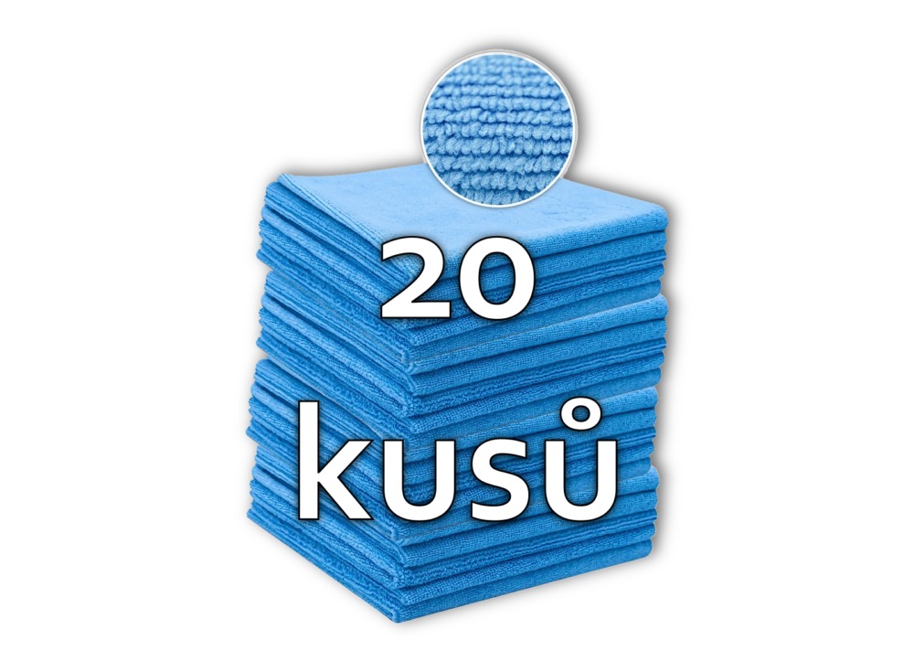 Liquid Elements Value Microfibre Cloth BIG PACK modrá - 4 balení = 20 ks mikrovláknových utěrek 40 x 40 cm