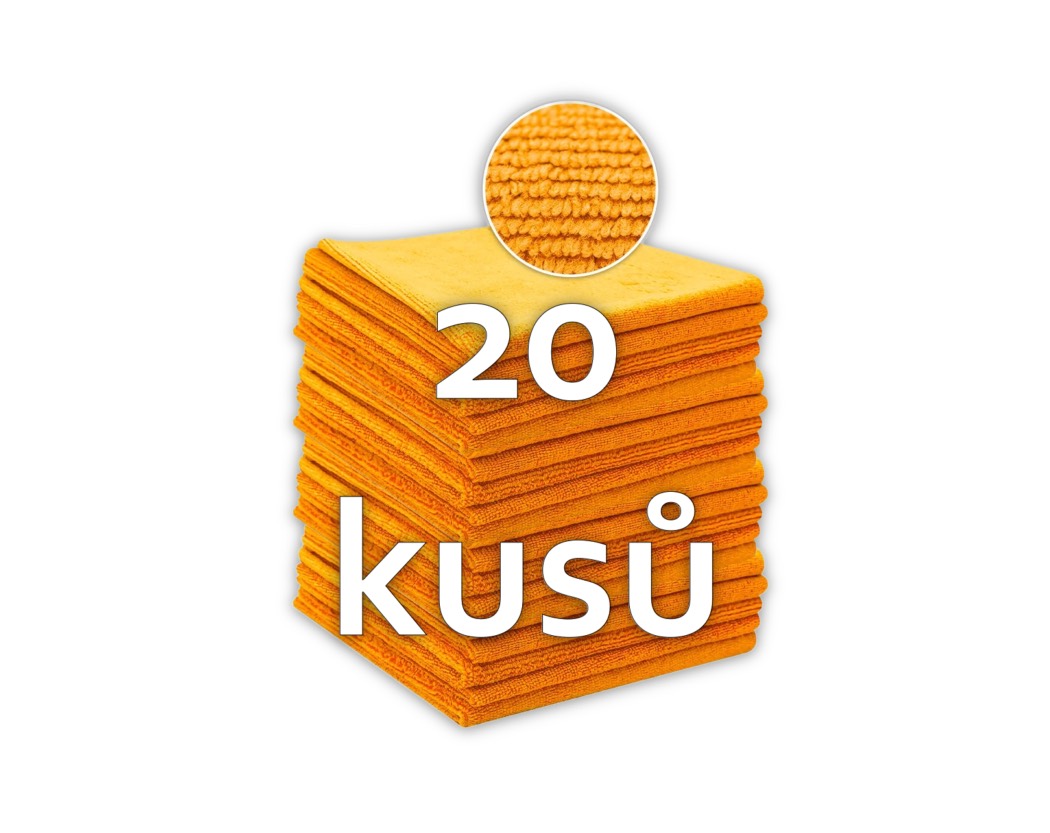 Liquid Elements Value Microfibre Cloth BIG PACK oranžová - 4 balení = 20 ks mikrovláknových utěrek 40 x 40 cm