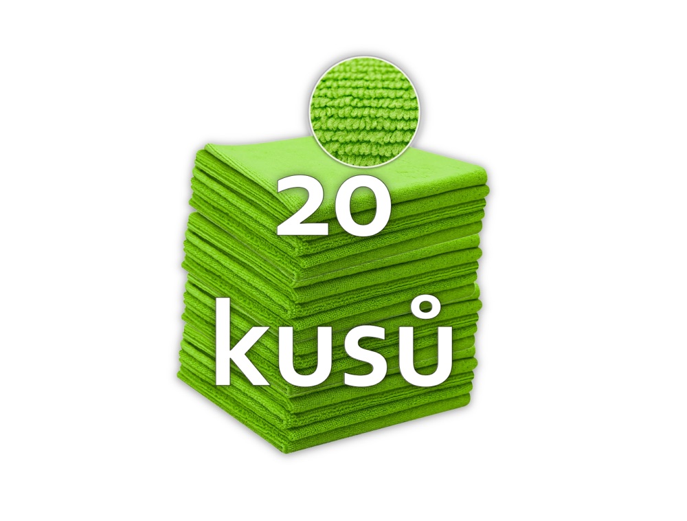Liquid Elements Value Microfibre Cloth BIG PACK zelená - 4 balení = 20 ks mikrovláknových utěrek 40 x 40 cm