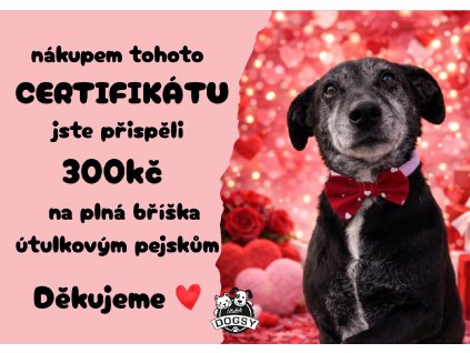 nákupem tohoto CERTIFIKÁTU jste pomohli nakrmit bříška útulkových ušákům
