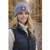 blonde woman beanie autumn mirrored