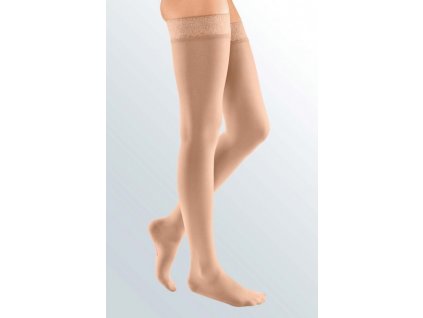 compression stockings thigh length with topband mediven elegance caramel