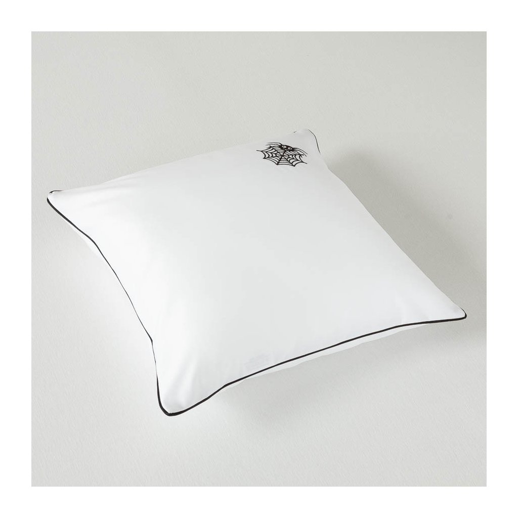Povlak na polštář Veba GEON bavlněný satén s výpustkou a výšivkou Pavouk bílá (Velikost 40x40 cm)