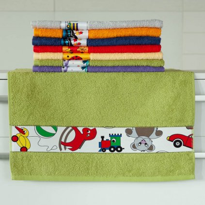 Dětský ručník Veba NORA Hračky tisk zelená (Velikost 50x100 cm)