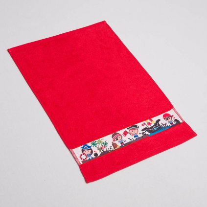 Dětský ručník Veba RUJANA Piráti tisk červená (Velikost 30x50 cm)