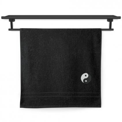 Ručník Veba RUJANA černá s výšivkou Jin a Jang (Velikost 70x140 cm)