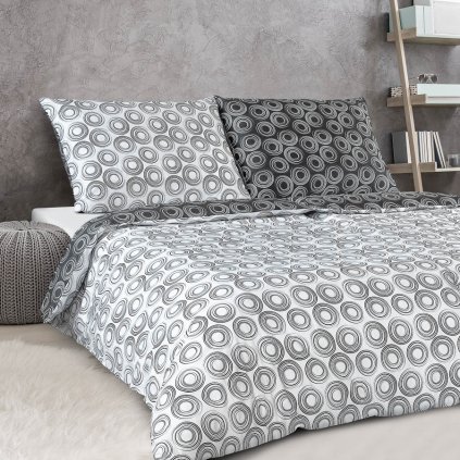 Povlečení Veba APOLLO Kolečka černobílá (Velikost 140x220 cm + 70x90 cm)