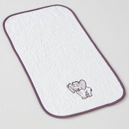 Dětský ručník Veba LOTA bílá s výšivkou Slůně tmavě fialová lemovka (Velikost 30x50 cm)