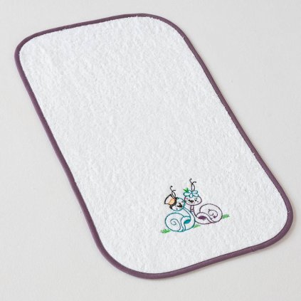 Dětský ručník Veba LOTA bílá s výšivkou Šnečci tmavě fialová lemovka (Velikost 30x50 cm)