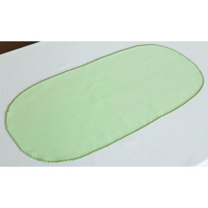 Ubrus Veba GAMA bavlněný satén zelená s festonem (Velikost 35x70 cm - ovál)