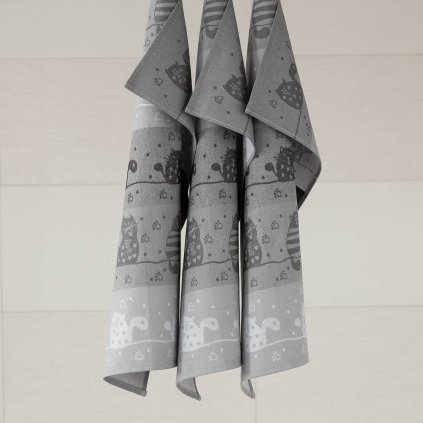 kuchyňské utěrky ds.018 09 (kočky na střeše šedočerná) 7652