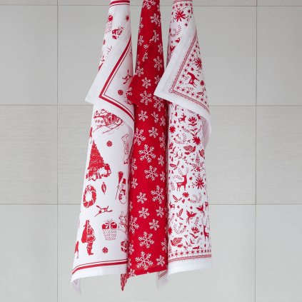 Utěrky v plátěné tašce ZIMNÍ VÁNOČNÍ VZOR