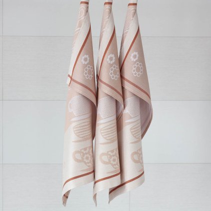 Kuchyňské utěrky s babmusovým vláknem Šálky hnědé, ds.006 80