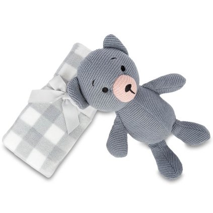DĚTSKÝ DÁRKOVÝ SET1 deka+medvídek pletený, šedý DETSKY DARKOVY SET deka medvidek pleteny sedy 17231 6710ede778670