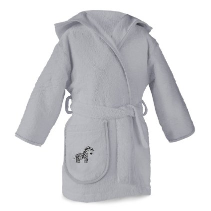 dětský župan Saly 9254 Saly 3, lemovka 14 šedá, výšivka 891 01 Zebra