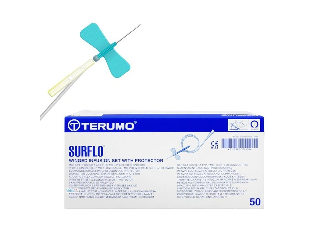 Set infuzní Surflo s křídly, 23G 0,60 x 19 mm, 30 cm, modrý, 50 ks v balení