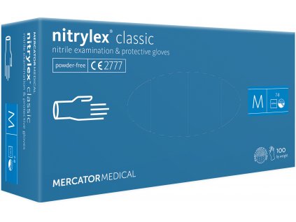 Nitrylex Classic vyšetřovací rukavice bez pudru, modré, nesterilní (100 ks/bal) (Velikost L, Barva rukavic Světle modrá)