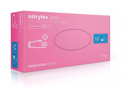 Nitrylex pink nitrilové rukavice bez pudru (100 ks/bal) (Velikost L, Barva rukavic Světle růžová)