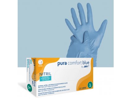 3763 nitrilove rukavice pura comfort blue bez pudru vel xl 100 ks baleni