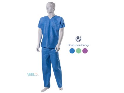 Operační oděv – košile s krátkým rukávem + kalhoty, SMS 35 g/m², nesterilní, jednorázový