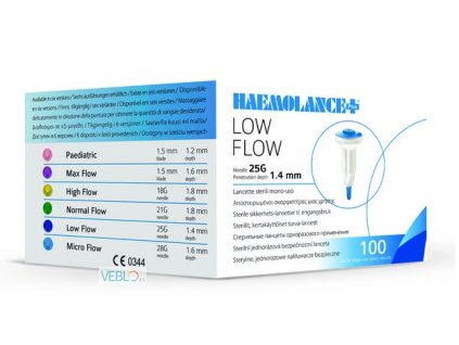 Haemolance Plus dětská lanceta, modrá, 25G, 1,4 mm - sterilní, bezpečná a jemná lanceta pro děti (100 ks)