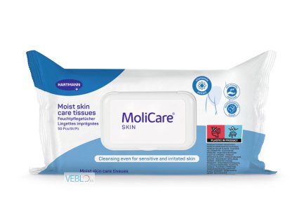 MoliCare Skin čisticí ubrousky 20x30 cm (50 ks/bal) – vlhčené ubrousky s plastovým uzávěrem