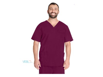 Unisex halena s výstřihem do V, vínová