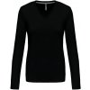 Dámské tričko s výstřihem do V, dlouhý rukáv, černé| K382