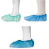 Zelené a modré jednorázové návleky na obuv – elastické okraje, netkaná textilie, ochrana proti kontaminaci.