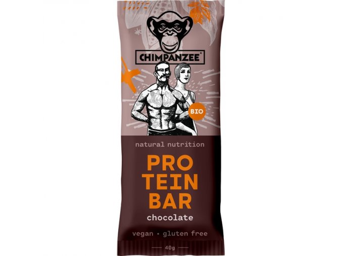 Proteinové tyčinky - proteinová tyčinka CHIMPANZEE BIO PROTEIN BAR Chocolate 40g, CZ-BIO-002