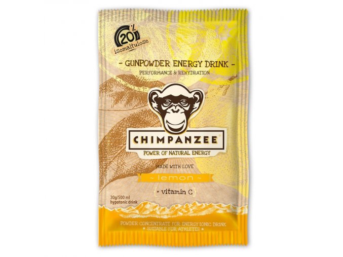 Energetické nápoje - energetický nápoj CHIMPANZEE Gunpowder ENERGY drink Lemon 30g